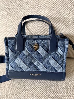 Kurt Geiger Blue Woven Denim Mini Satchel